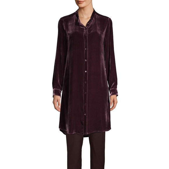 Eileen Fisher Dresses & Skirts - ❌SOLD❌NWT EILEEN FISHER Cassis Silk Velvet Shirt Dress Size L